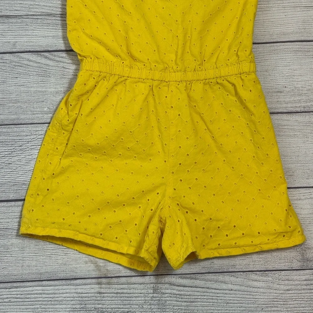 Gymboree Girls Yellow Eyelet Romper Size 8 Cotton Summer Outfit